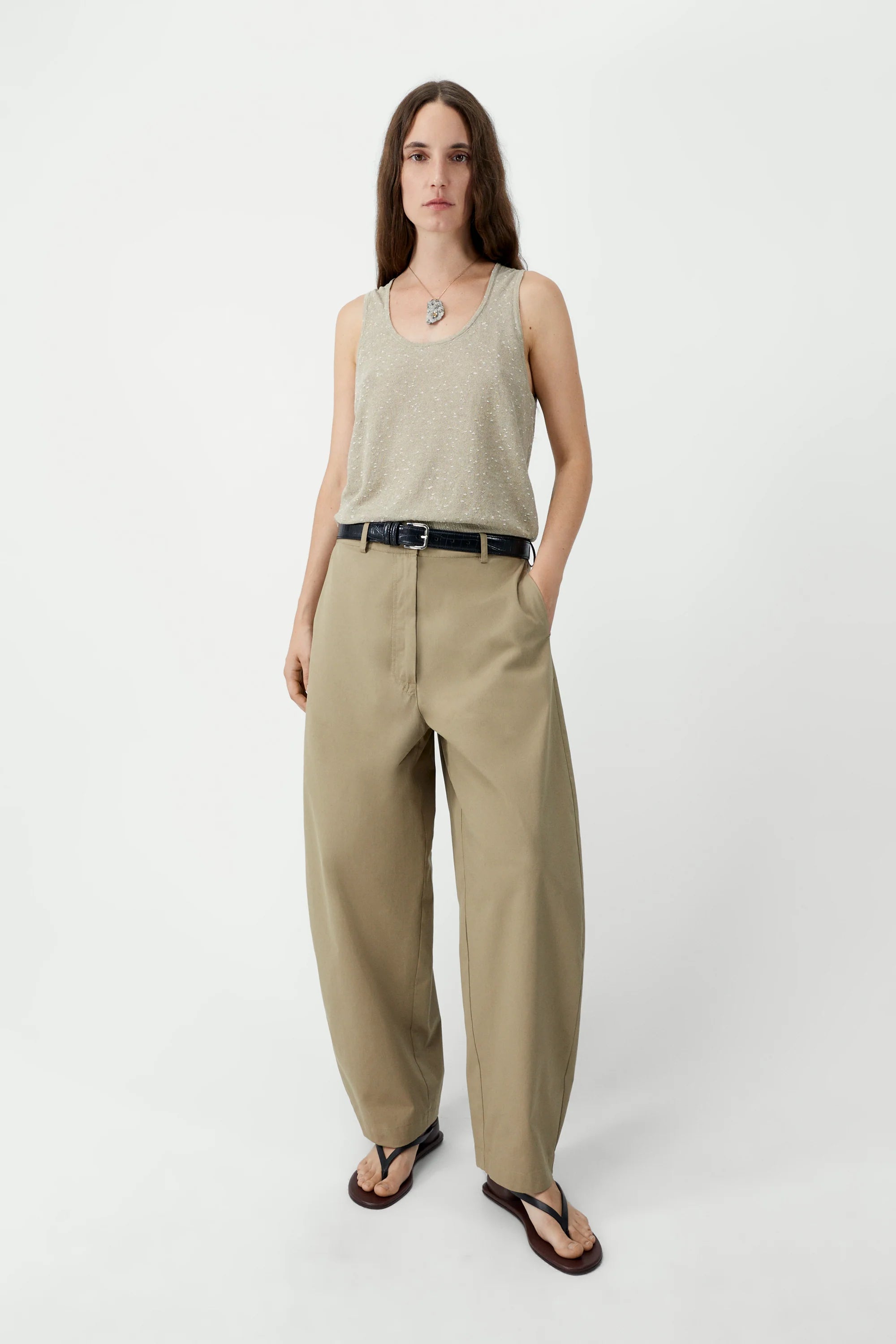 Cotton Curved Pants