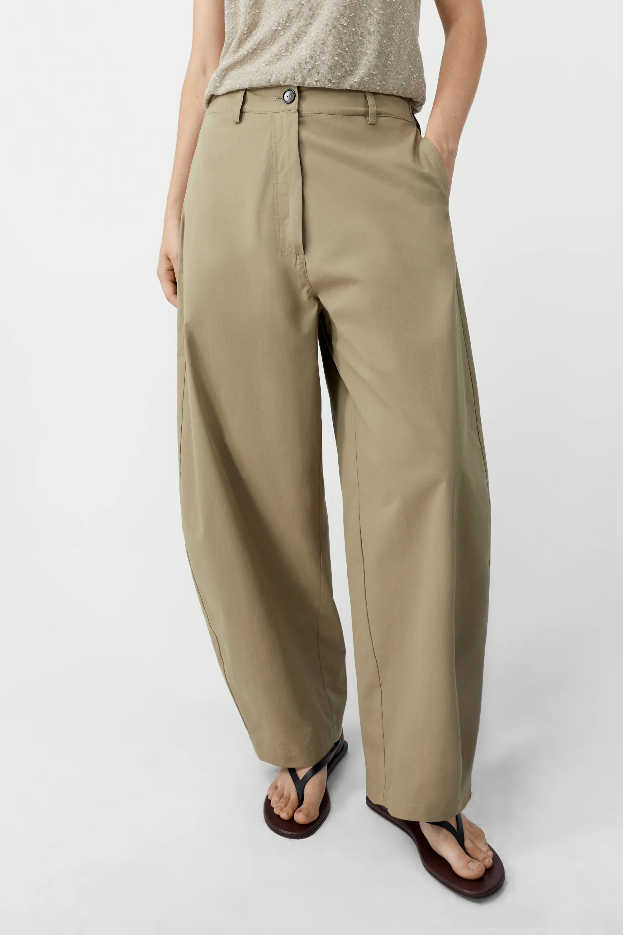 Cotton Curved Pants
