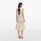 Yellow Crochet Lace Midi Dress