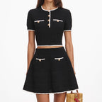Black Pointelle Knit Top