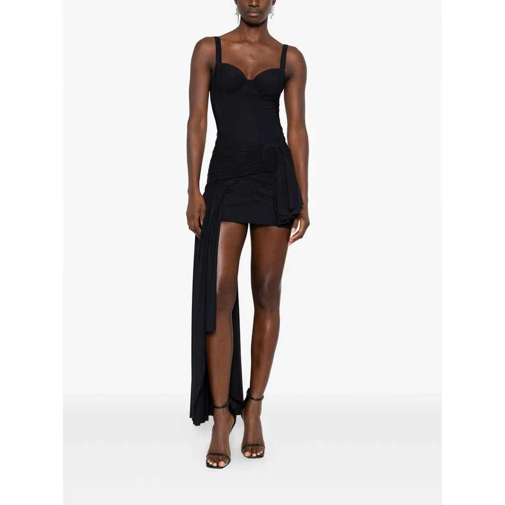 Draped asymmetric jersey minidress