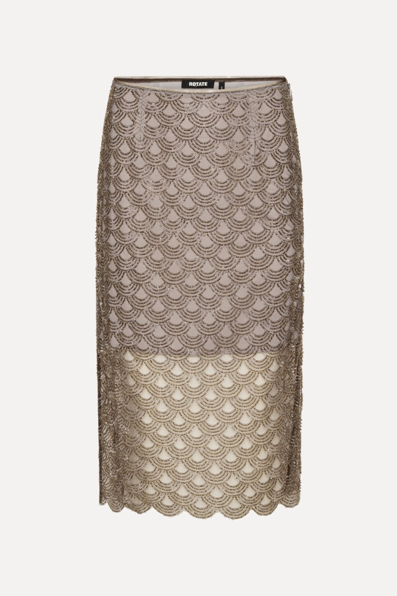 Scallop Sequin Midi Skirt