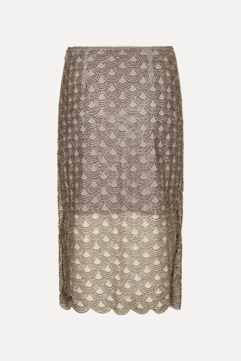 Scallop Sequin Midi Skirt
