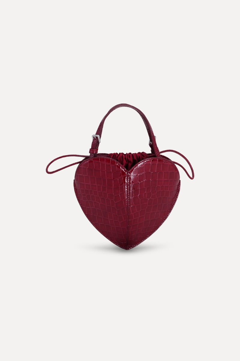 Patent Croco Heart Bag