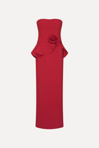 Long Flower Strapless Dress