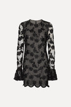 Flower Mesh Ls Mini Dress