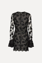 Flower Mesh Ls Mini Dress