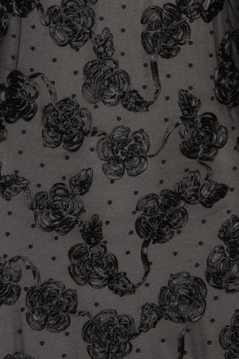Flower Mesh Ls Mini Dress