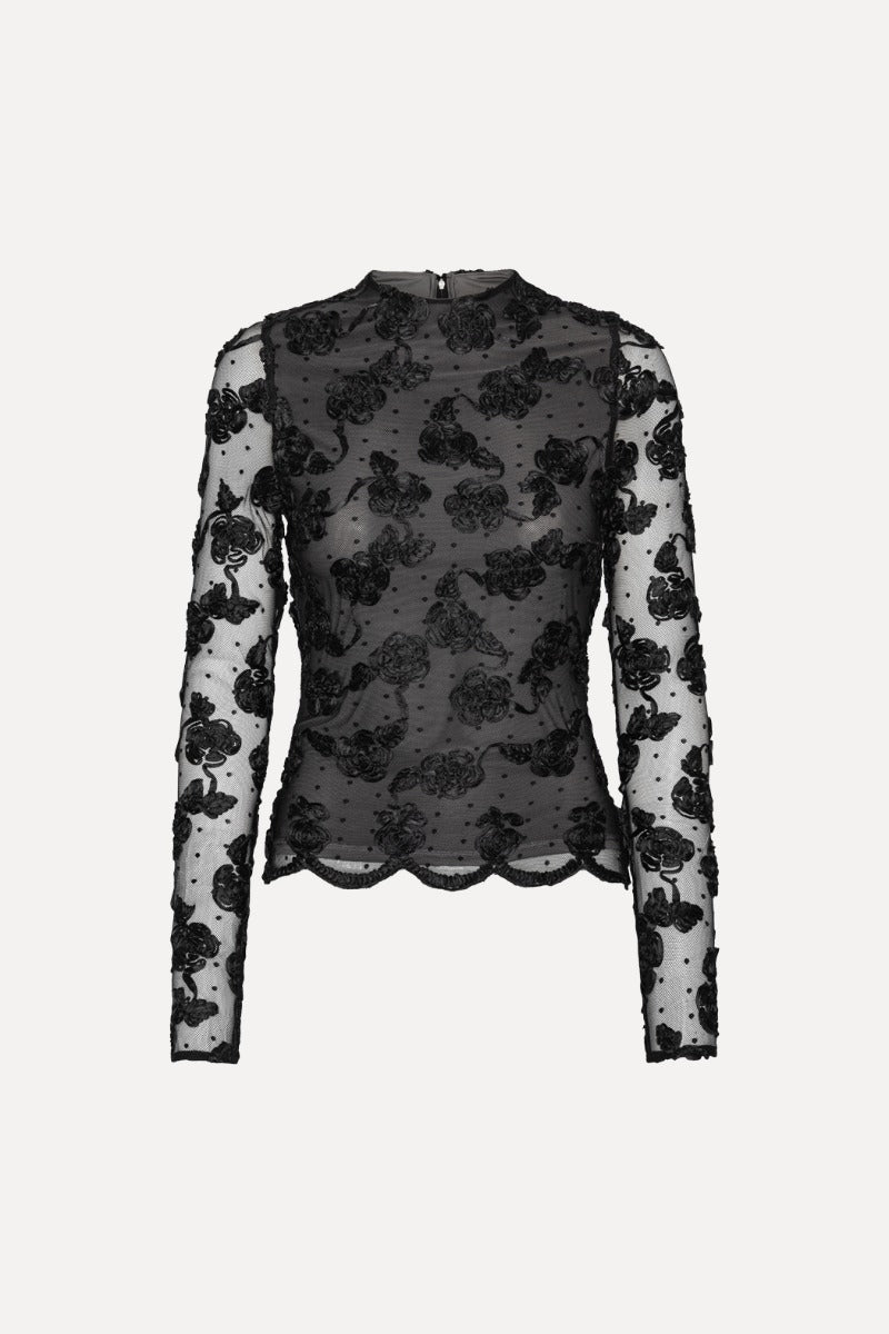 Flower Mesh Ls Top