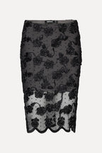 Flower Mesh Midi Skirt