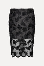 Flower Mesh Midi Skirt