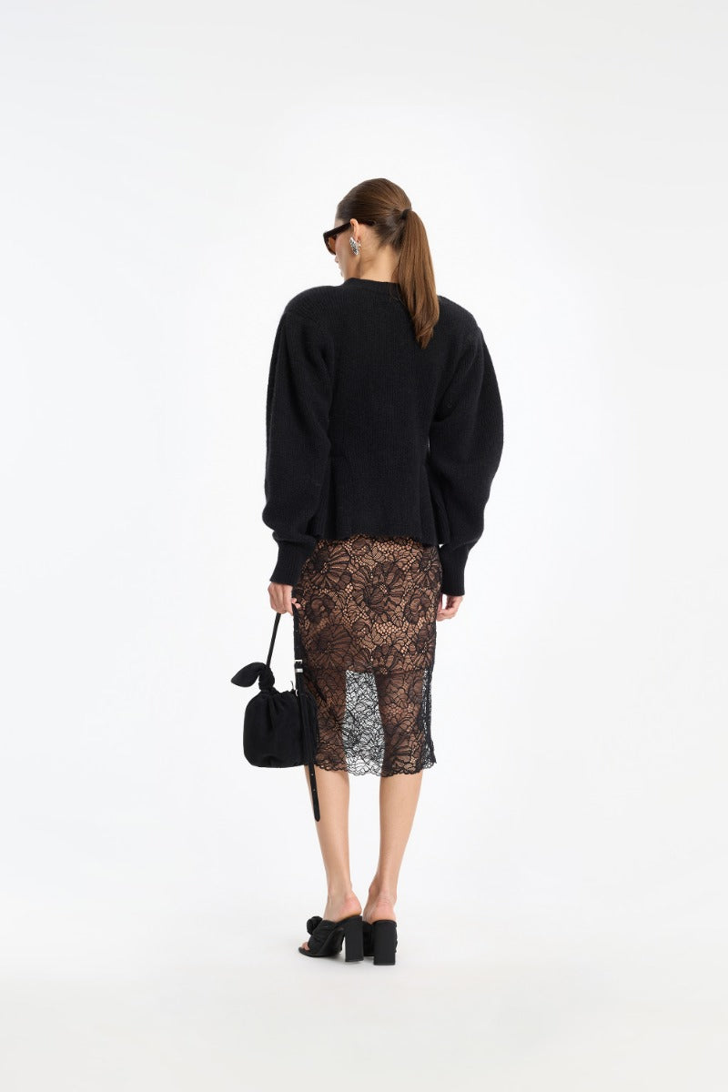 Lace Midi Pencil Skirt
