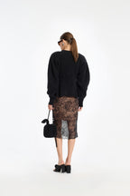Lace Midi Pencil Skirt