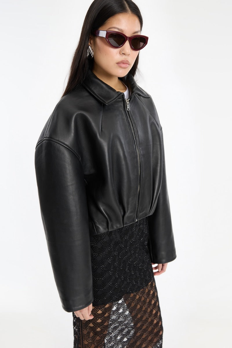 Bonded Boxy Leather Jacket