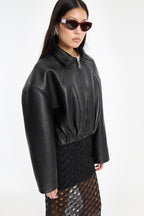 Bonded Boxy Leather Jacket