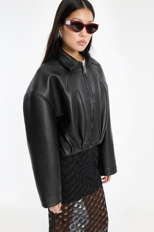Bonded Boxy Leather Jacket