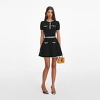 Black Pointelle Knit Top